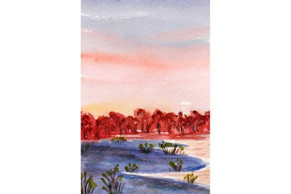 Download Aesthetic Sunset Landscape Painting - Aesthetic Collection